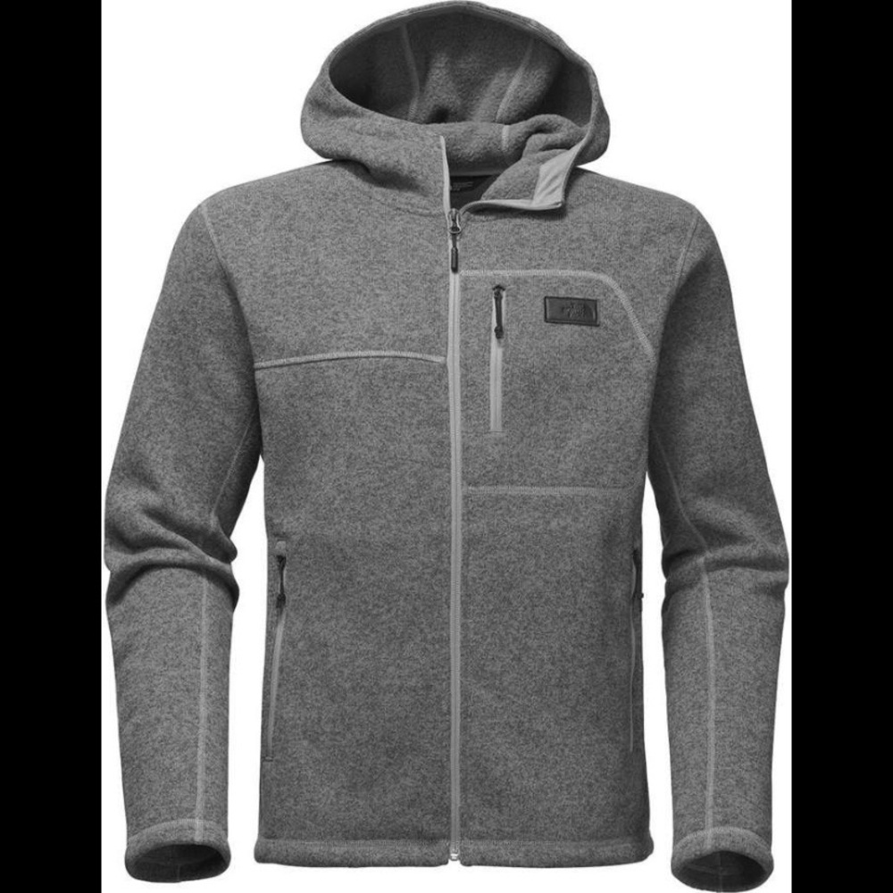 North Face Grey Hooded Zip Up Fleece Jacket Men’s